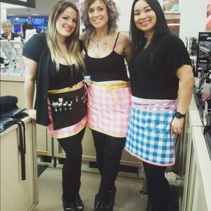 Pink and yellow apron